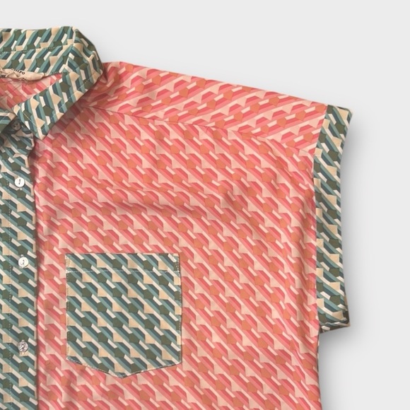 Entro Geometric Pattern Boxy Loose Fit Short Sleeve Top Size Small - Picture 14 of 14